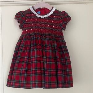 ANAVINI Hand Smocked Red Plaid Dress - Holiday / Christmas 18 Months